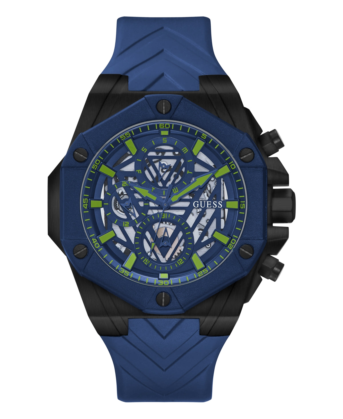 Blue Skeleton Chronograph Watch