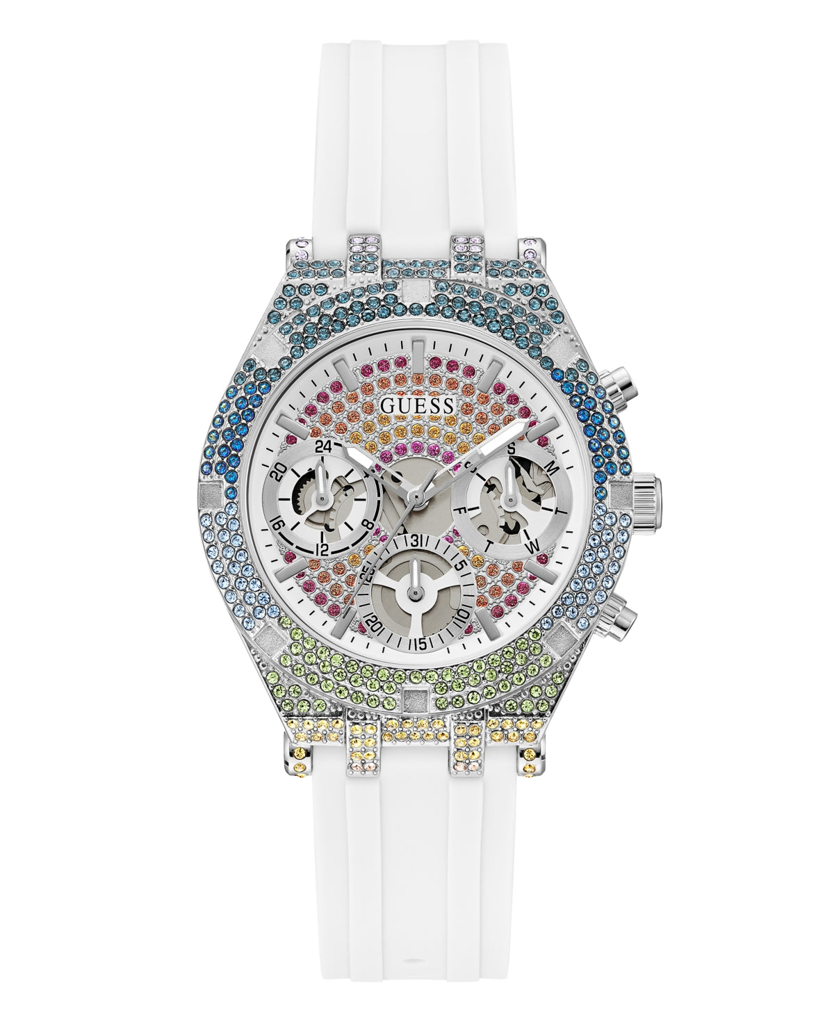 Guess Women's Multifunction White Stainless Steel Watch 38mm