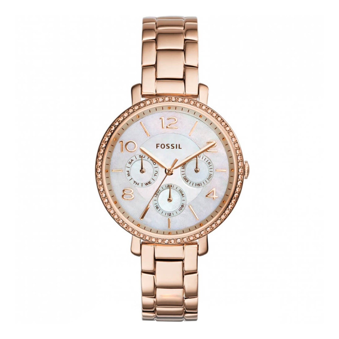 Fossil Jacqueline Multi-Function Mother of Pearl Dial Rose Gold-tone Ladies Watch ES3757