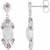 Ethiopian Opal Oval Stud Earrings in Gold and Platinum