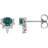 Alexandrite & Diamond Round Stud Earrings in Gold and Platinum
