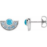 Turquoise Round Stud Earrings in Gold and Platinum