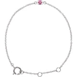 Round Imitation Pink Tourmaline Youth Birthstone Bracelet In Gold & Platinum