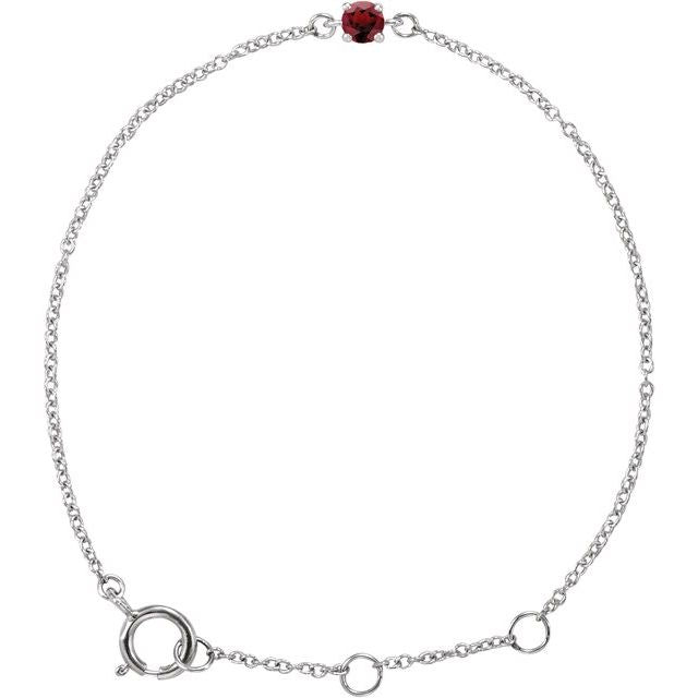 Round Imitation Mozambique Garnet Youth Birthstone Bracelet In Gold & Platinum