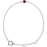 Round Imitation Mozambique Garnet Youth Birthstone Bracelet In Gold & Platinum