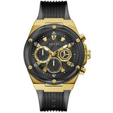 Montre Guess pour homme avec bracelet en silicone noir texturé, 46 mm