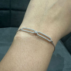 Natural Diamond Pave Set Chain Bracelet in 9K White Gold | Luxury Women’s Jewelry