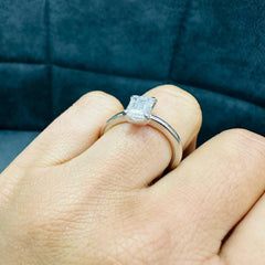 IGI Certified 1.55Ct Emerald Cut Lab Grown Diamond Solitaire Ring in Sterling Silver | Proposal Ring