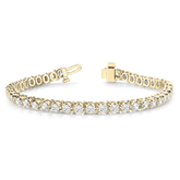 Bracelet tennis en or et platine, serti de diamants ronds de 5,00 carats, naturels ou de laboratoire.