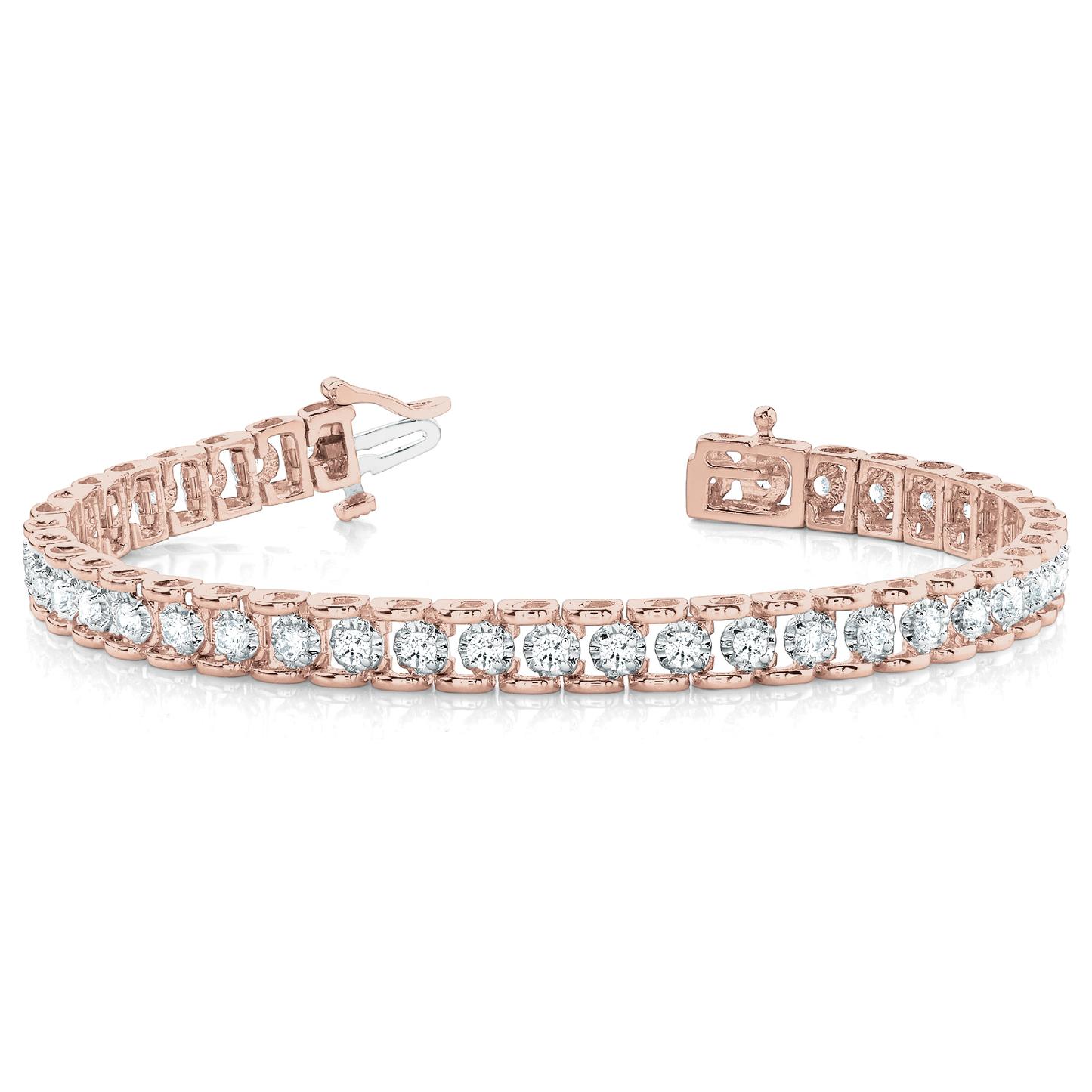 Classic Round Cut Diamond Tennis Bracelet in 9K/18K Gold and Platinum
