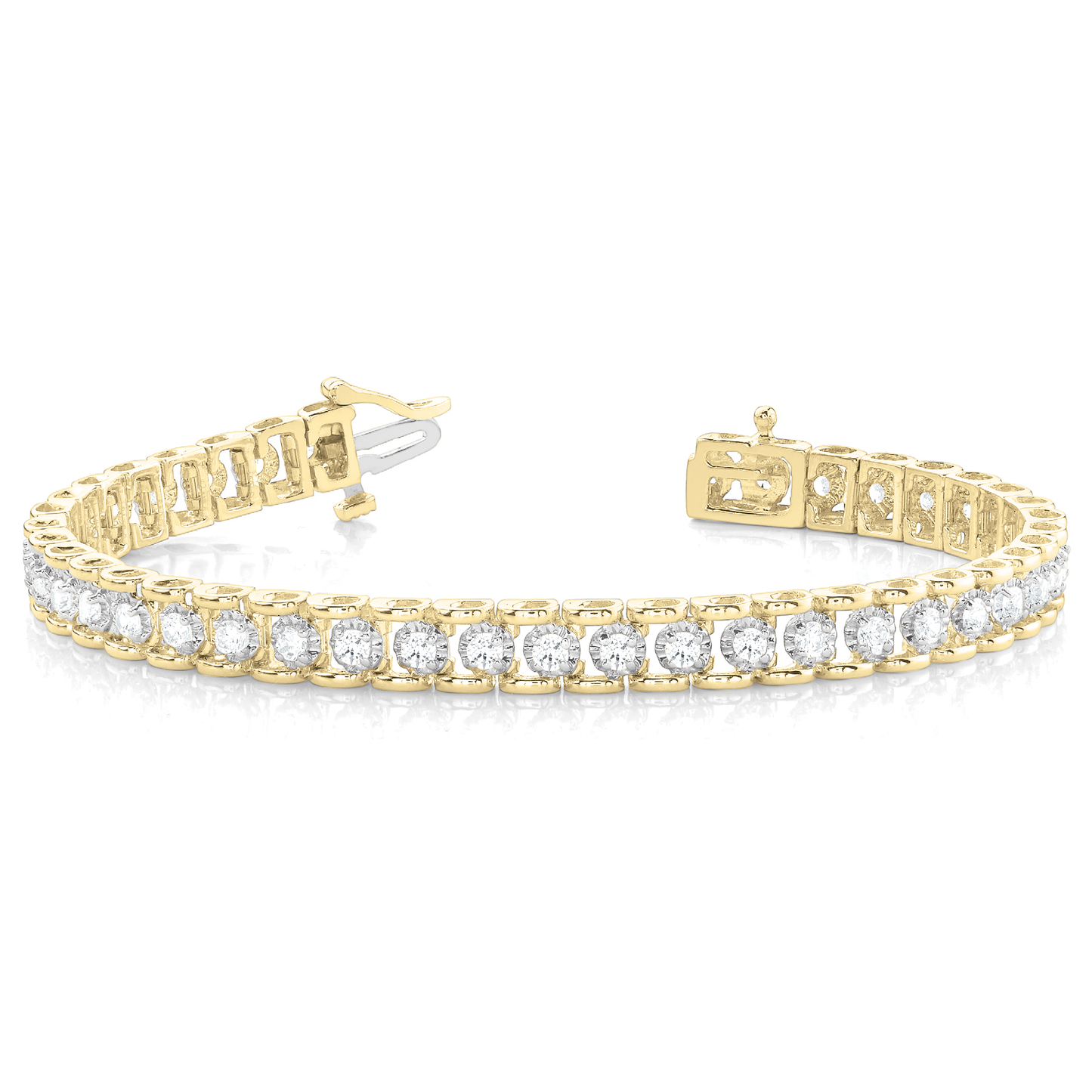 Classic Round Cut Diamond Tennis Bracelet in 9K/18K Gold and Platinum