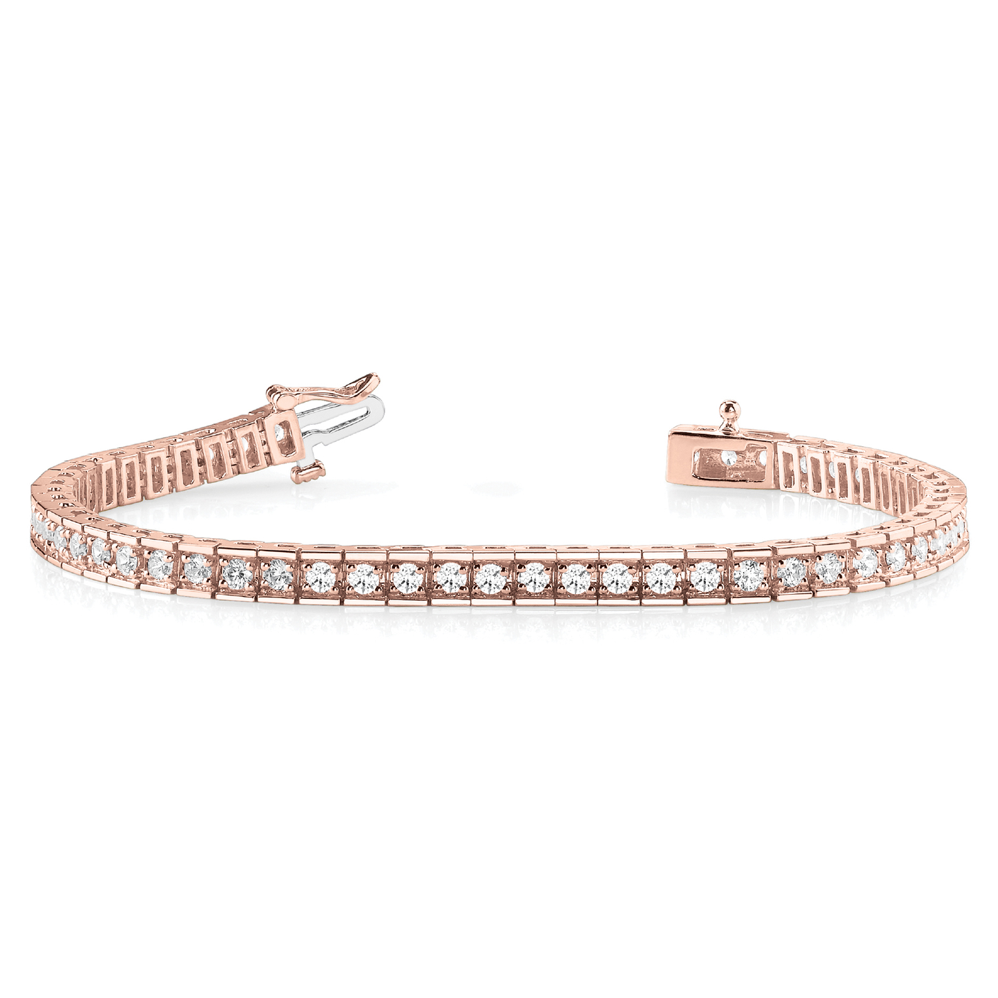 Hallmarked Round Cut Diamond Tennis Bracelet in Lab Grown or Natural Diamonds