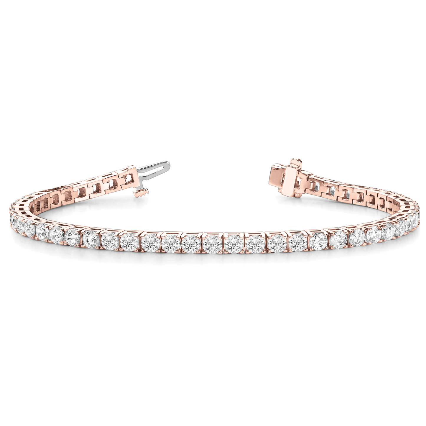 2.50Ct to 8.00Ct Round Cut Lab Grown Diamond Tennis Bracelet in 18K and Platinum