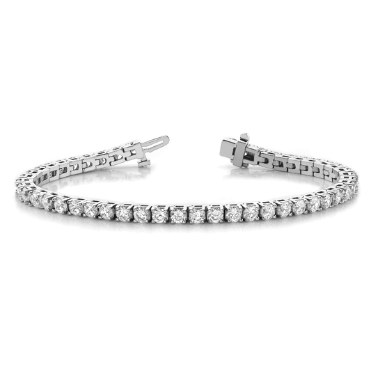 Round Diamond Tennis Bracelet in Gold or Platinum | Lab & Natural | Box Clasp