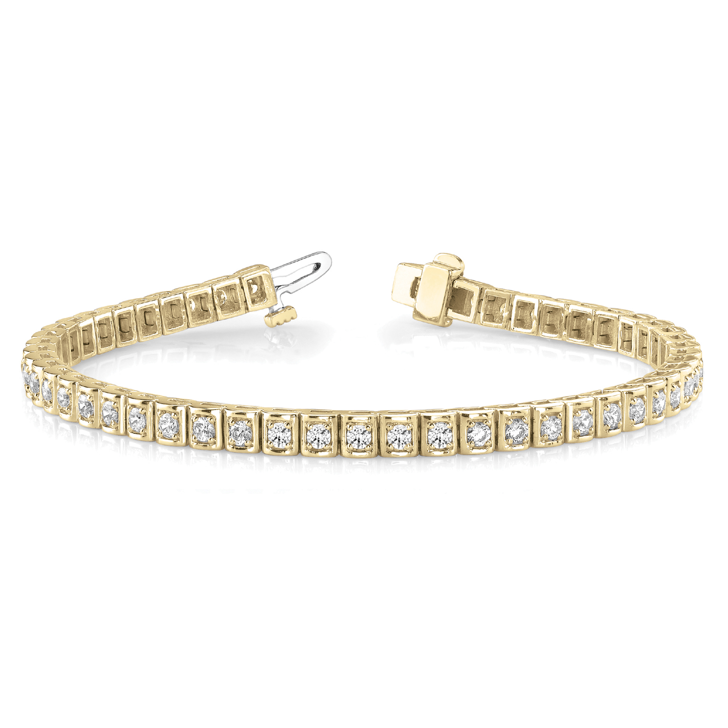 Round Cut Diamond Tennis Bracelet in Square Setting Lab Grown or Natural