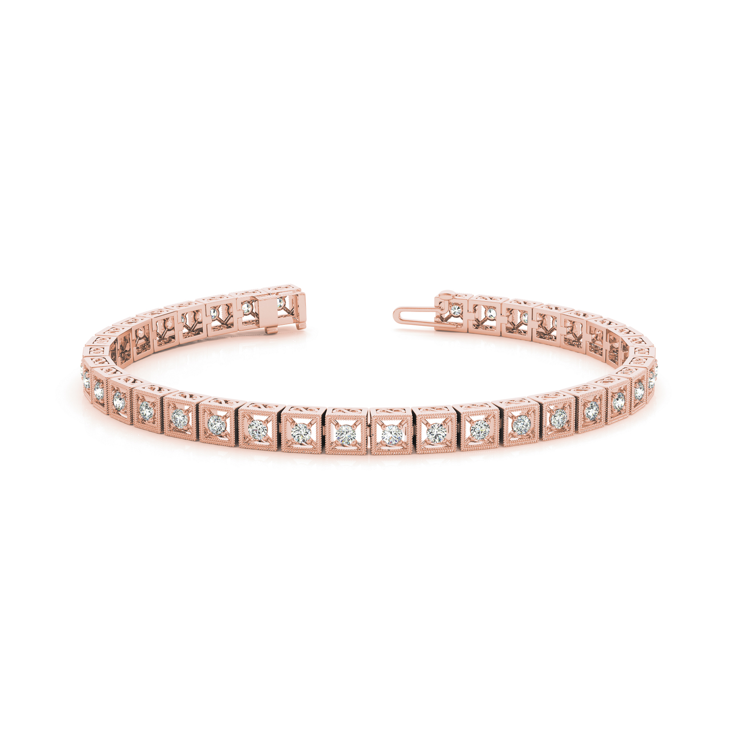 Vintage Diamond Tennis Bracelet with Prong Set in Gold or Platinum