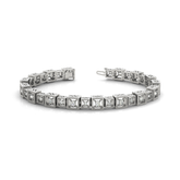 Round Cut Diamond Tennis Bracelet in Gold and Platinum with Prong Setting