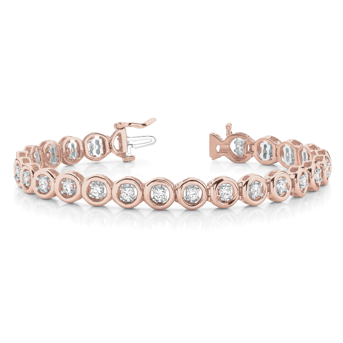 Classic Round Diamond Tennis Bracelet with Lab Grown or Natural Diamonds in Gold or Platinum