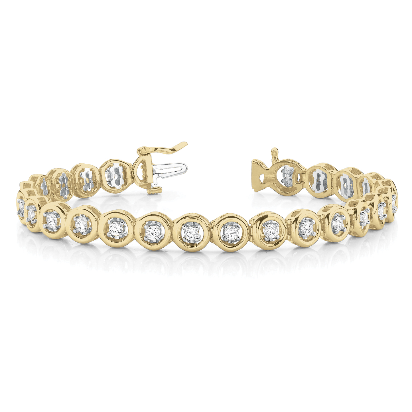 Classic Round Diamond Tennis Bracelet with Lab Grown or Natural Diamonds in Gold or Platinum