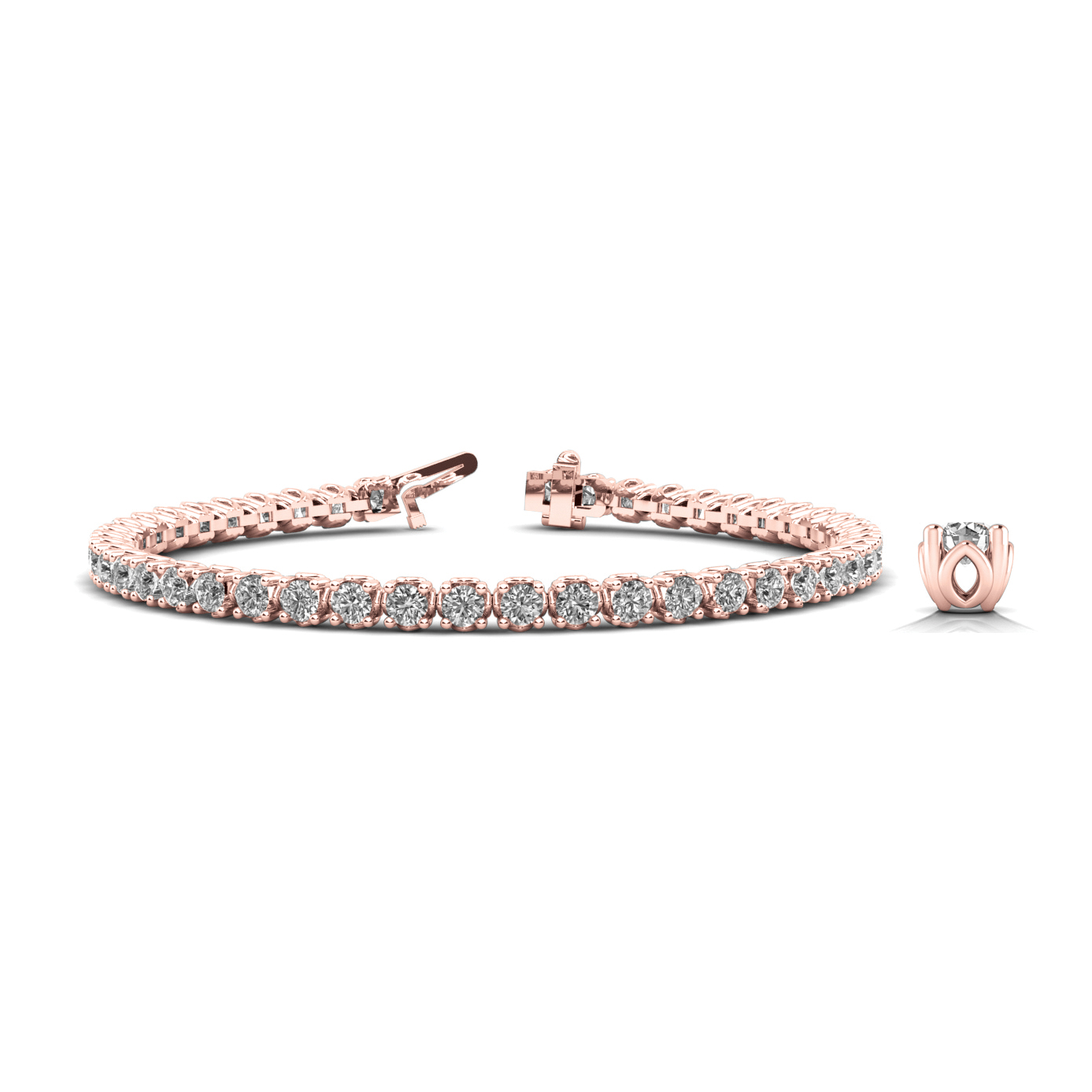 Brilliant Cut Round Diamond Tennis Bracelet in 18K Gold and Platinum