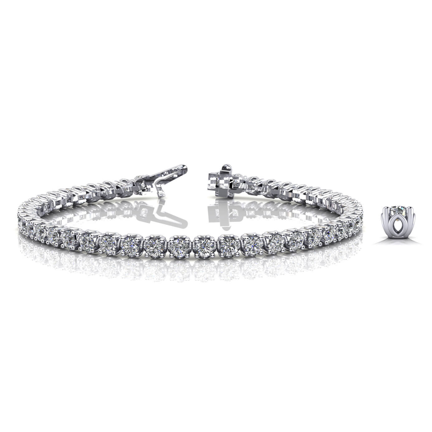 Brilliant Cut Round Diamond Tennis Bracelet in 18K Gold and Platinum