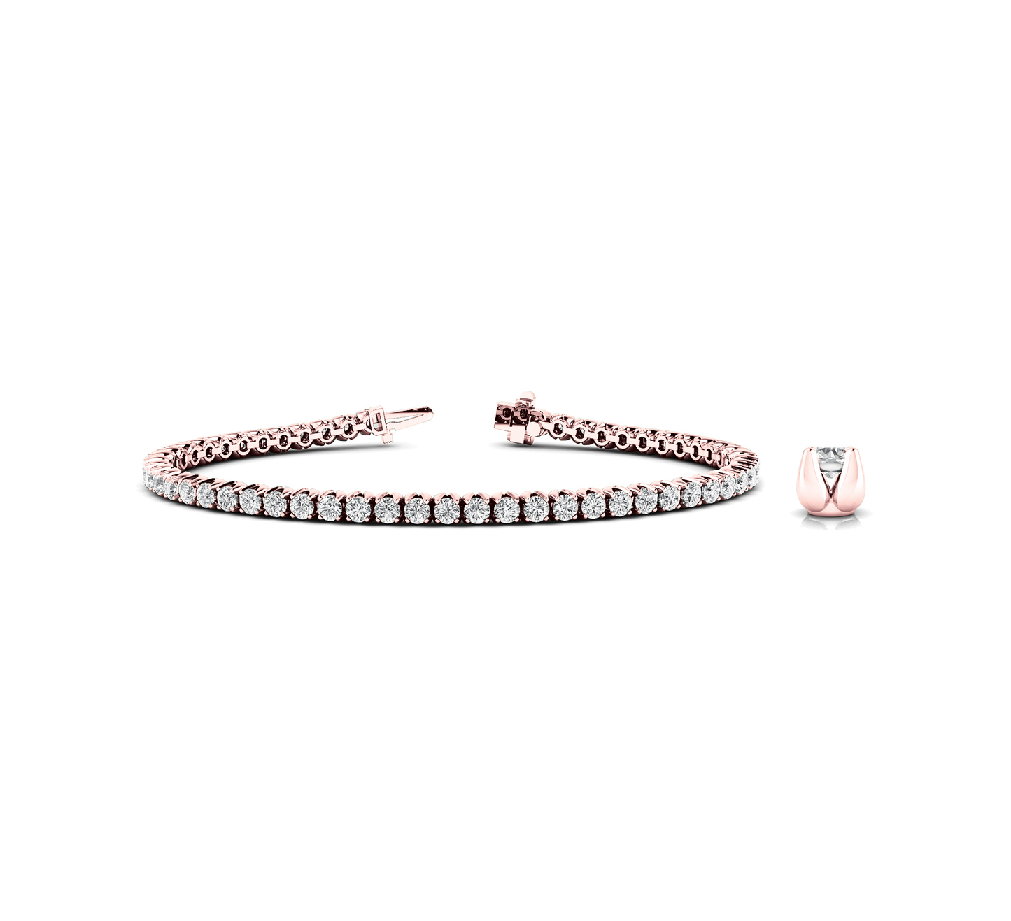Premium Round Cut Lab Grown or Natural Diamond Tennis Bracelet in Gold Finish