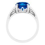 Cushion Lab-Grown Blue Sapphire Solitaire Ring in Gold
