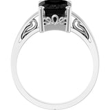 Emerald Black Onyx Solitaire Ring in Gold