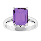 Emerald Amethyst Solitaire Ring in Gold