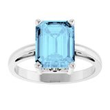 Emerald Aquamarine Solitaire Ring in Gold