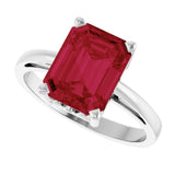 Emerald Lab-Grown Ruby Solitaire Ring in Gold