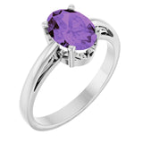 Oval Amethyst Solitaire Ring in Gold