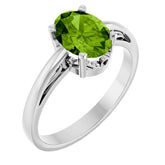 Oval Peridot Solitaire Ring in Gold