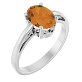 Oval Citrine Solitaire Ring in Gold