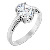 Oval White Sapphire Solitaire Ring in Gold