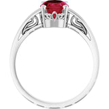 Oval Lab-Grown Ruby Solitaire Ring in Gold