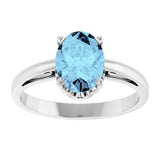 Oval Aquamarine Solitaire Ring in Gold