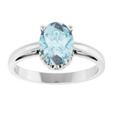 Oval Sky Blue Topaz Solitaire Ring in Gold