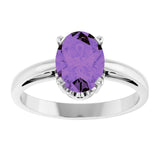 Oval Amethyst Solitaire Ring in Gold
