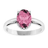 Oval Pink Tourmaline Solitaire Ring in Gold