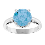 Round Swiss Blue Topaz Solitaire Ring in Gold