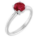 Lab-Grown Ruby 10k White Gold Solitaire Ring in