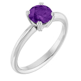 Natural Amethyst 10k White Gold Solitaire Ring in