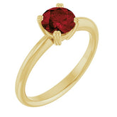 Natural Mozambique Garnet Yellow Gold Solitaire Ring in | round