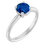 Lab-Grown Blue Sapphire 10k White Gold Solitaire Ring in