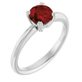 Natural Mozambique Garnet Platinum Solitaire Ring in