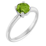 Natural Peridot 10k White Gold Solitaire Ring in