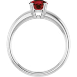 Natural Mozambique Garnet Platinum Solitaire Ring in