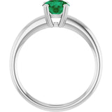Lab-Grown Emerald 10k White Gold Solitaire Ring in