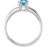 Natural Sky Blue Topaz 10k White Gold Solitaire Ring in
